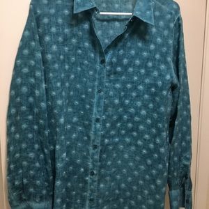 Teal Tunic Button Down 100% Linen